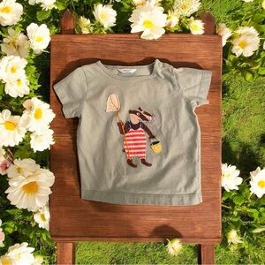 Baby Boden Light Green Adventure Badger Appliqué T-Shirt 6-12M